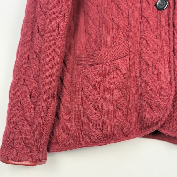 Talbots Women Cable Knit Sweater Blazer Sz L Burgundy Business Academia Office - Picture 4 of 13